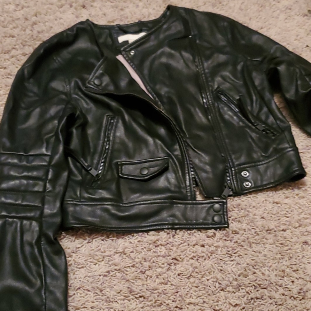 HM faux leather jacket with snap bottom